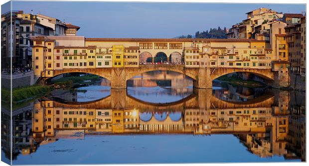 Ponte Vecchio Reflections Canvas Print by Steve Wilcox