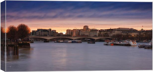 Sunset Over Waterloo Bridge Canvas Print by Steve Wilcox