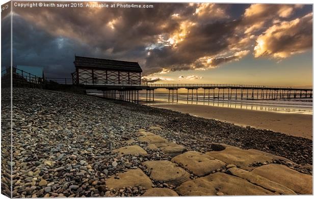  Storm Brewing Saltburn Canvas Print by keith sayer