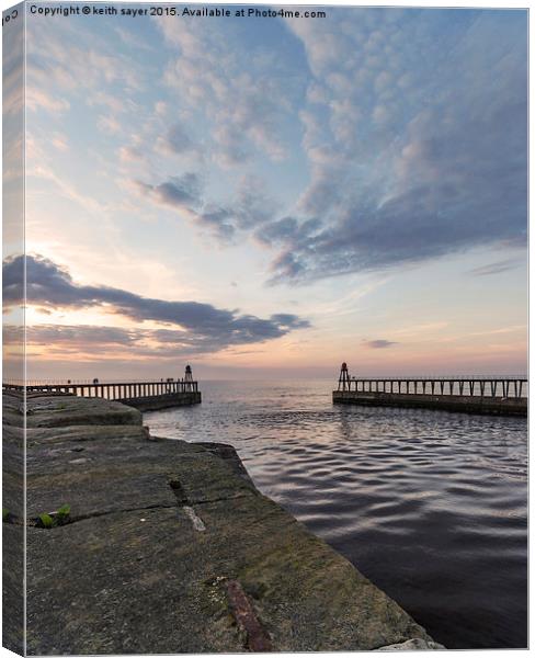 East and West piers Whitby Canvas Print by keith sayer