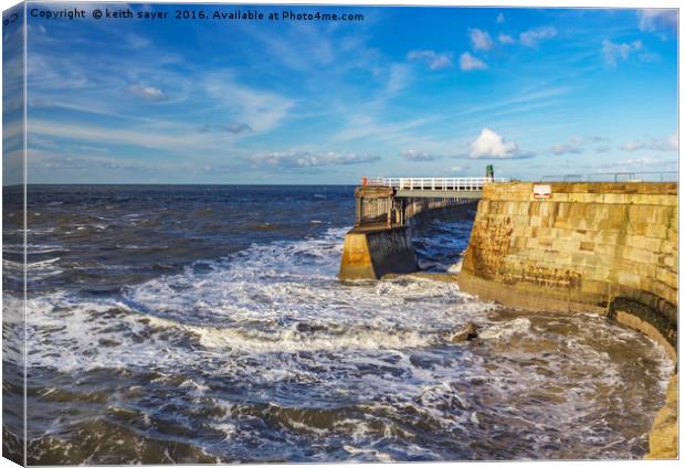 Swirling Sea at Whitby. Canvas Print by keith sayer