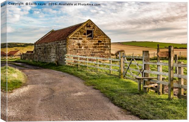 Rustic Charm: A Small Barn in the Yorkshire Countr Canvas Print by keith sayer