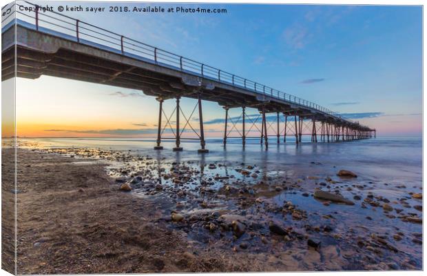 Saltburn as the sun goes down Canvas Print by keith sayer