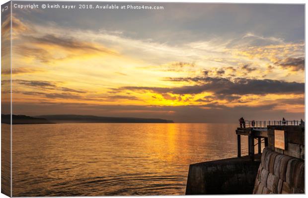 Watching the sunset Whitby Canvas Print by keith sayer