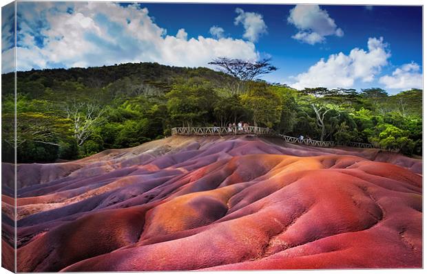 Seven Colored Earth in Chamarel. Mauritius Canvas Print by Jenny Rainbow
