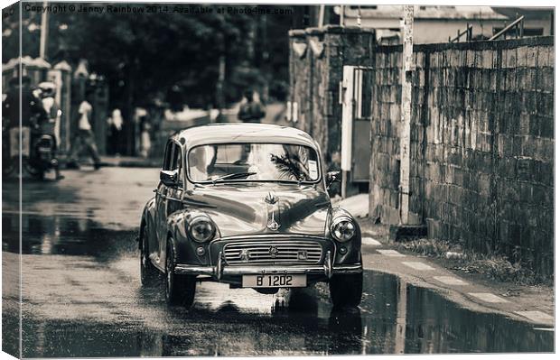  RetroMobile. Morris Minor. Vintage Monochrome Canvas Print by Jenny Rainbow