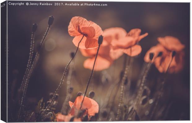 Red Poppies Remembrance. Vintage Canvas Print by Jenny Rainbow
