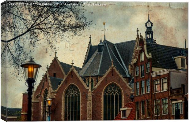 Oude Kerk. Red Lights District. Amsterdam  Canvas Print by Jenny Rainbow