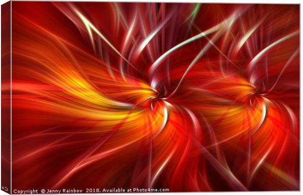 Orange red dynamic abstract. Concept Passionate Hearts Canvas Print by Jenny Rainbow