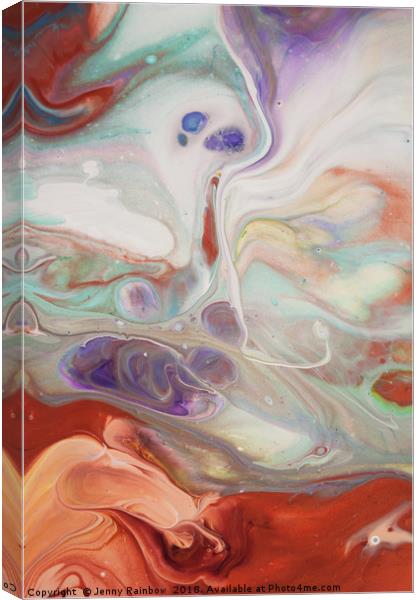 Alien Worlds. Vertical. Abstract Fluid Acrylic Pai Canvas Print by Jenny Rainbow
