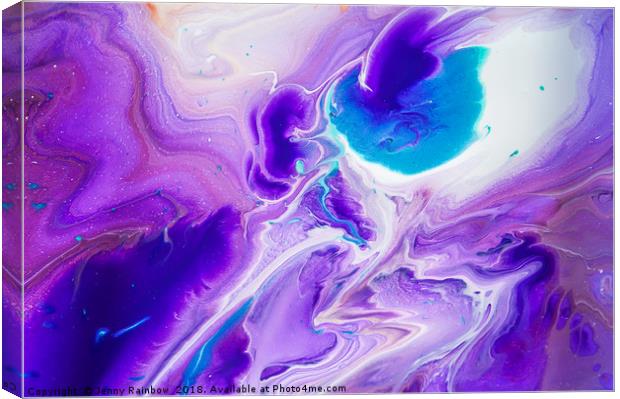Turquoise and Purple Flow Streams. Abstract Fluid  Canvas Print by Jenny Rainbow
