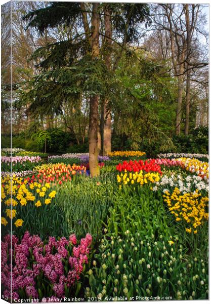 Colorful Floral Patches in Keukenhof Canvas Print by Jenny Rainbow