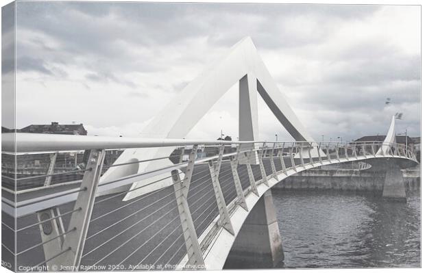 Glasgow Squiggly Bridge -Vintage Collection Canvas Print by Jenny Rainbow