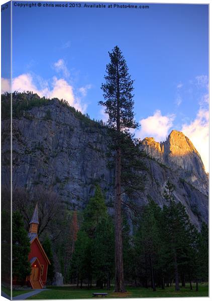 Yosemite Valley Chapel at Sunset Canvas Print by chris wood