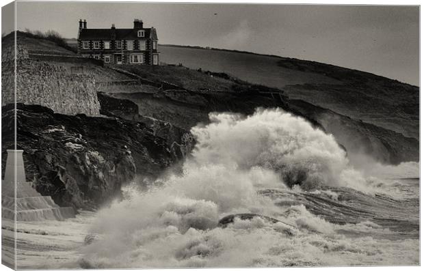 cliff top house Canvas Print by Steve Cowe