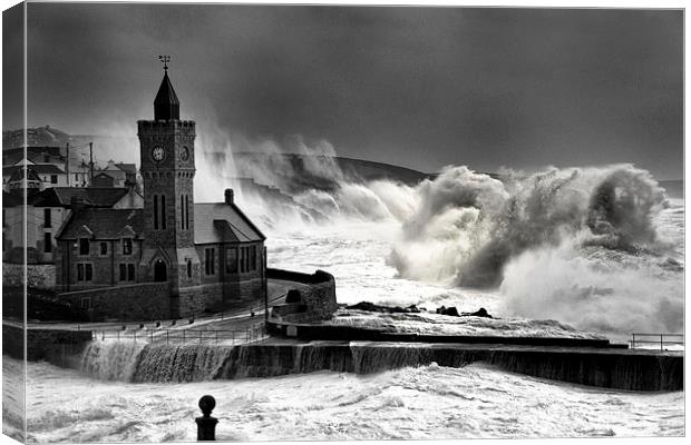 Porthleven Storm force Canvas Print by Steve Cowe