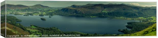Majestic Beauty of Derwent Water Canvas Print by richard sayer
