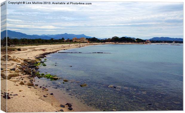 The beach at Nora, Sardinia Canvas Print by Lee Mullins