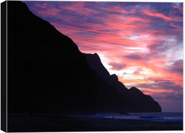 Kalalau Beach, Hawaii, Sunset Canvas Print by Jay Huckins