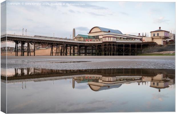North Pier Reflections In Blackpool Canvas Print by Gary Kenyon