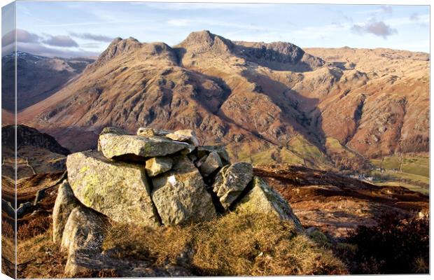 Langdale Pikes From Lingmoor Fell Canvas Print by Gary Kenyon