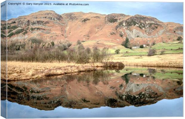 Little Langdale Reflections Canvas Print by Gary Kenyon