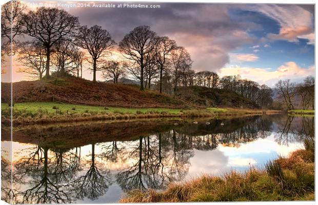 Sunset Skies On The River Brathay Canvas Print by Gary Kenyon