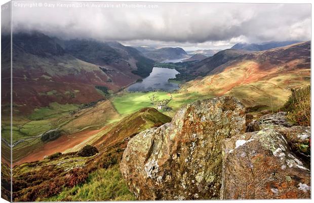  Looking Down From Fleetwith Pike At Buttermere Canvas Print by Gary Kenyon