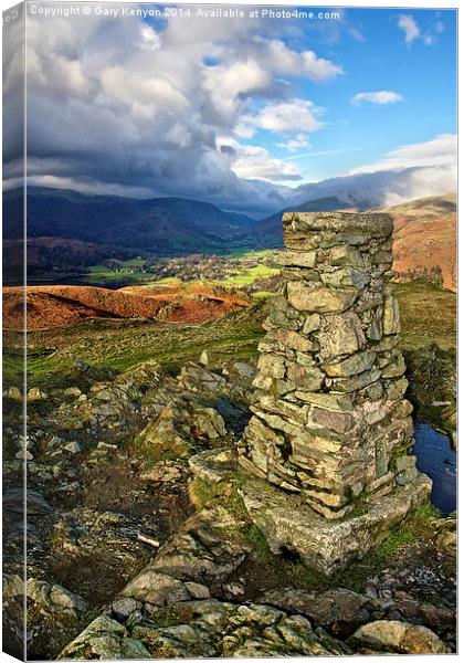  Loughrigg Trig Point Canvas Print by Gary Kenyon
