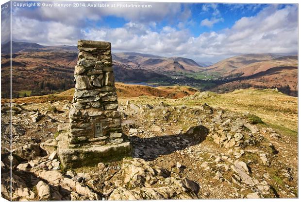  Trig Point from Loughrigg Summit Canvas Print by Gary Kenyon