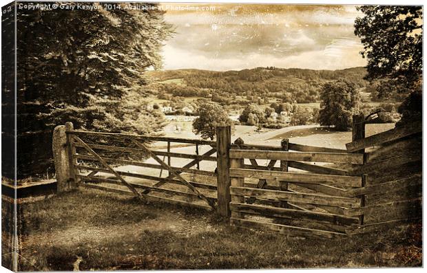  Sepia Veie Past the Country Gate Canvas Print by Gary Kenyon