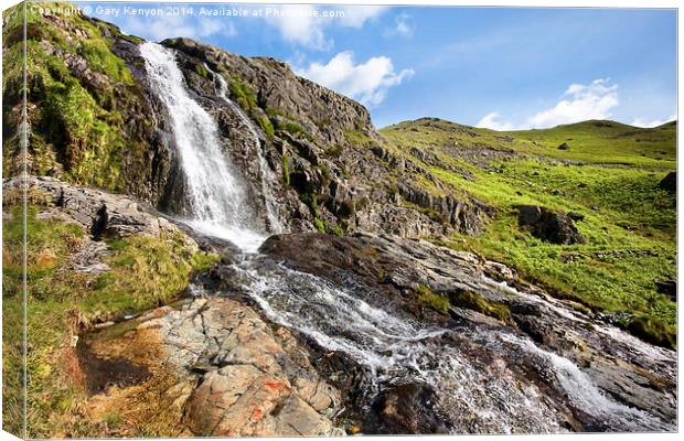 Waterfall On Route To Coniston Old Man Canvas Print by Gary Kenyon