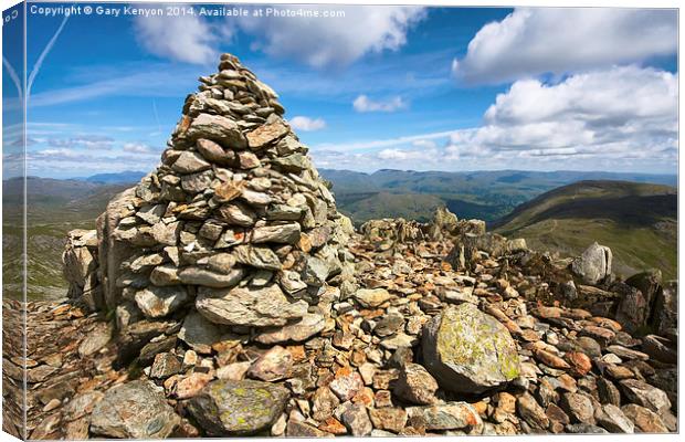  Swirl How Summit Cairn Canvas Print by Gary Kenyon