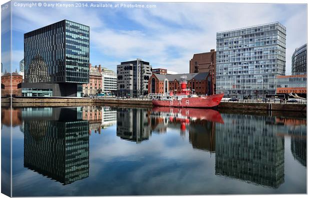  Reflections on Canning Dock Liverpool Canvas Print by Gary Kenyon