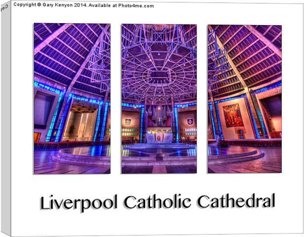  Liverpool Catholic Cathedral Triptych Canvas Print by Gary Kenyon