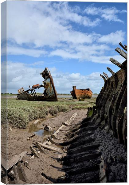 Wreck On The Banks Of The River Wyre Canvas Print by Gary Kenyon