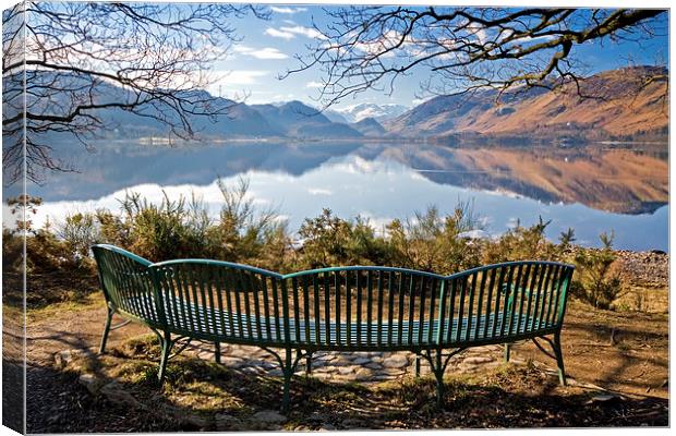  Seat with a view of Derwentwater Canvas Print by Gary Kenyon
