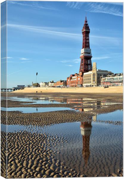  Blackpool Tower Reflections Canvas Print by Gary Kenyon