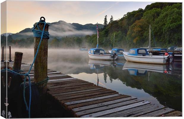 Early Morning Misty Water on Ullswater Canvas Print by Gary Kenyon