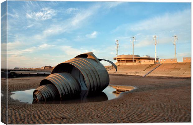 Sunset On Cleveleys Beach Canvas Print by Gary Kenyon