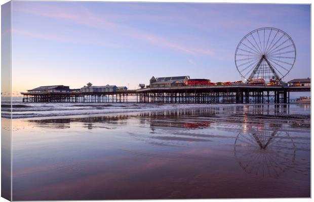 Sunset Sky Central Pier Blackpool Canvas Print by Gary Kenyon