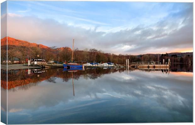 First Light Reflections At Coniston Canvas Print by Gary Kenyon