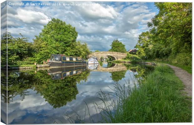 Reflections On The Lancaster Canal Canvas Print by Gary Kenyon