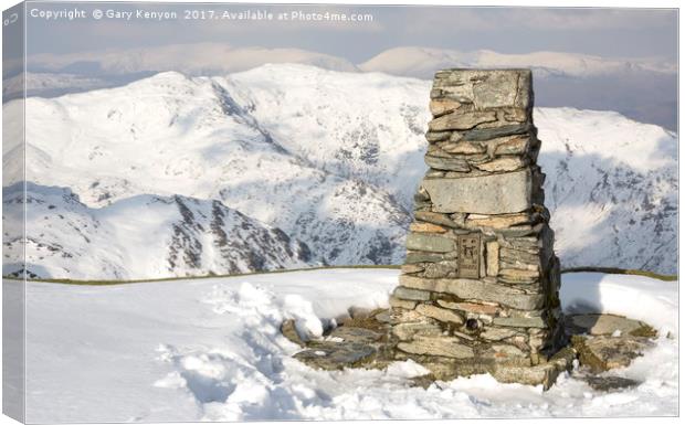 The Old Man Of Coniston Trig Point Canvas Print by Gary Kenyon