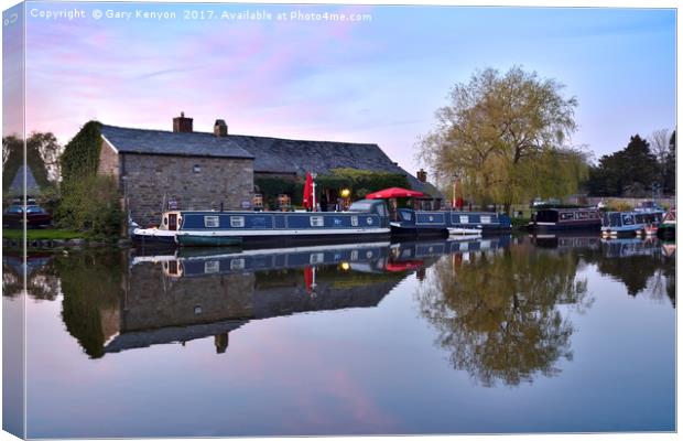 Sunset On The Lancaster Canal At The Old Tithe Bar Canvas Print by Gary Kenyon