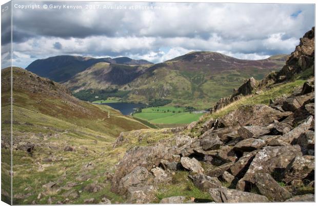 Looking back on route to Haystacks Canvas Print by Gary Kenyon