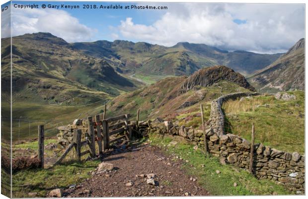 Views Of Side Pike and Bowfell Canvas Print by Gary Kenyon