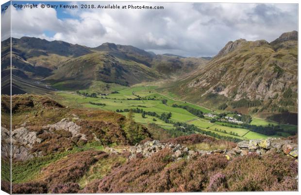 Lingmoor Views of Bowfell and the Langdale Pikes Canvas Print by Gary Kenyon