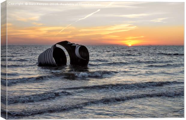 Marys Shell in the sea at Cleveleys Canvas Print by Gary Kenyon