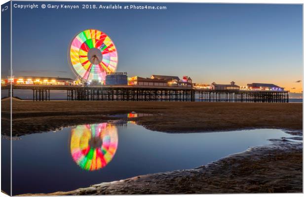 Coloured Big Wheel On Central Pier Blackpool Canvas Print by Gary Kenyon